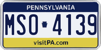 PA license plate MSO4139