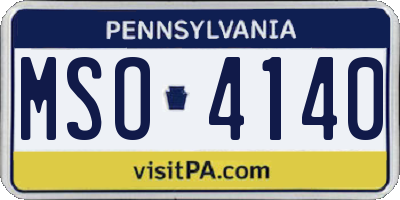 PA license plate MSO4140