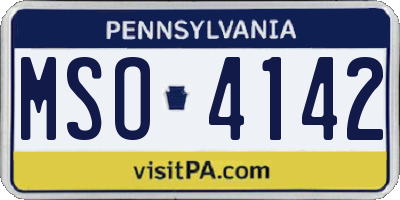 PA license plate MSO4142