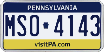 PA license plate MSO4143
