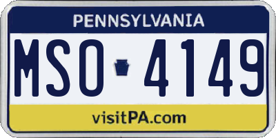 PA license plate MSO4149