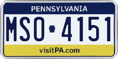 PA license plate MSO4151