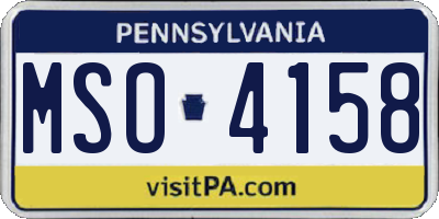 PA license plate MSO4158