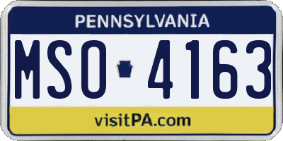 PA license plate MSO4163