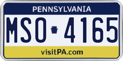 PA license plate MSO4165