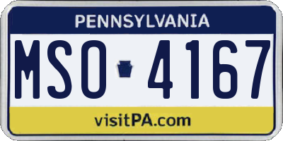 PA license plate MSO4167
