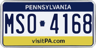 PA license plate MSO4168