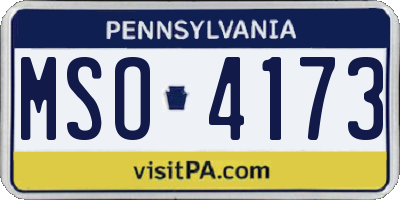 PA license plate MSO4173