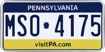 PA license plate MSO4175