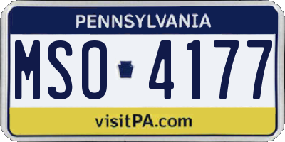 PA license plate MSO4177