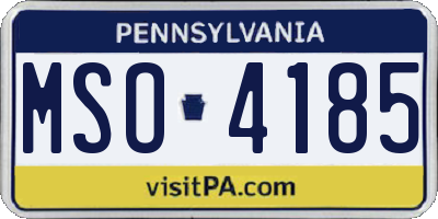 PA license plate MSO4185
