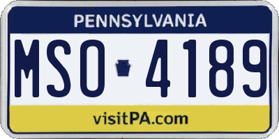 PA license plate MSO4189