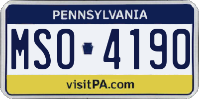 PA license plate MSO4190