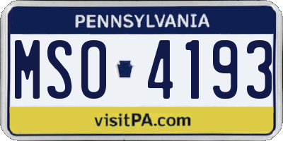 PA license plate MSO4193