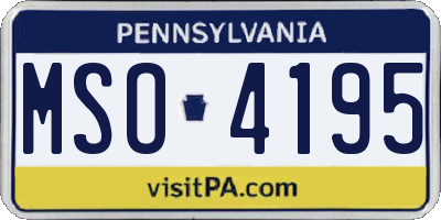 PA license plate MSO4195