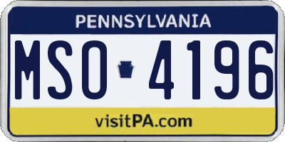 PA license plate MSO4196
