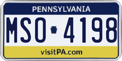 PA license plate MSO4198
