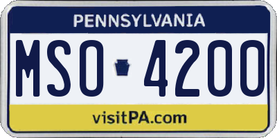 PA license plate MSO4200