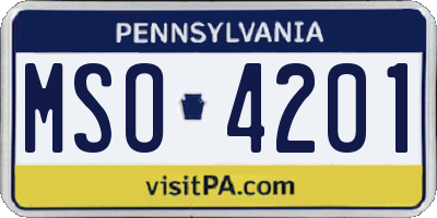 PA license plate MSO4201