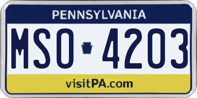 PA license plate MSO4203