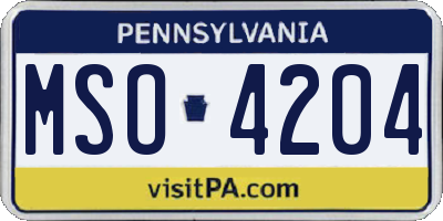 PA license plate MSO4204