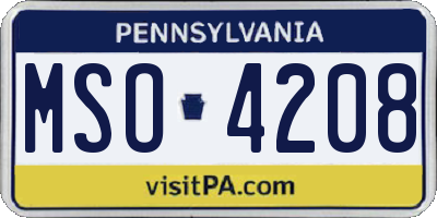 PA license plate MSO4208