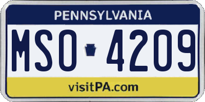 PA license plate MSO4209