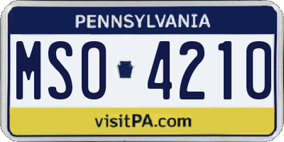 PA license plate MSO4210