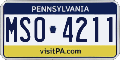 PA license plate MSO4211