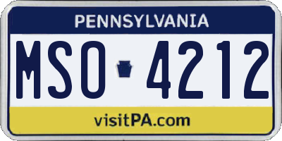 PA license plate MSO4212