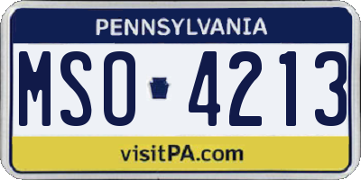 PA license plate MSO4213