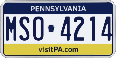 PA license plate MSO4214