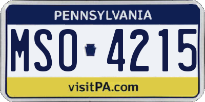 PA license plate MSO4215