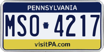 PA license plate MSO4217