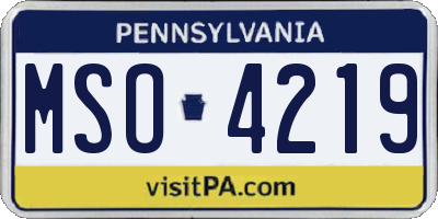 PA license plate MSO4219