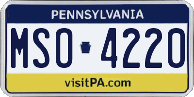 PA license plate MSO4220