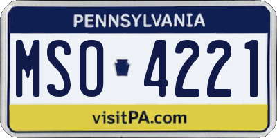 PA license plate MSO4221