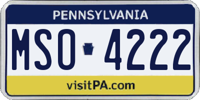 PA license plate MSO4222