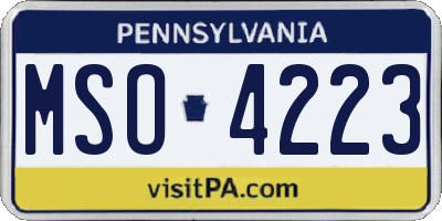 PA license plate MSO4223