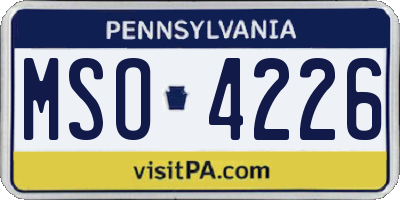 PA license plate MSO4226