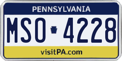 PA license plate MSO4228