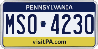 PA license plate MSO4230