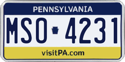 PA license plate MSO4231