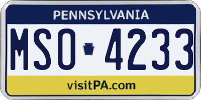 PA license plate MSO4233