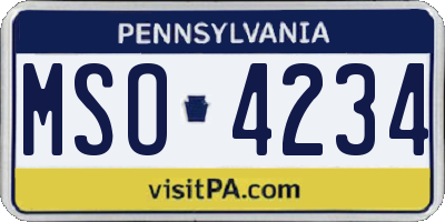 PA license plate MSO4234