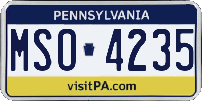 PA license plate MSO4235