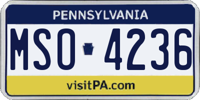 PA license plate MSO4236