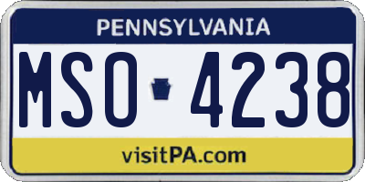 PA license plate MSO4238