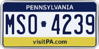 PA license plate MSO4239