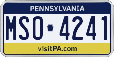 PA license plate MSO4241
